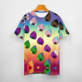 Gradient Leaves Pattern Cotton T-Shirt 14