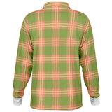 Flower Gaze Plaid Long Sleeve Polo