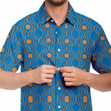 Blue Orange Wave Circle Button Down