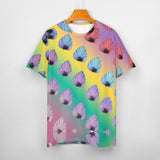Gradient Leaves Pattern Cotton T-Shirt 10