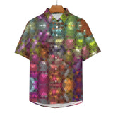 Iridescent Gems Faux Linen Button Down Shirt with chest pocket