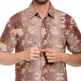 Embossed Champagne Velvet Button Down Shirt 3