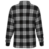 Black and Gray Plaid Long Sleeve Polo