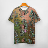 Embossed Green Foliage pattern Cotton T-Shirt 2