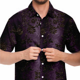 Embossed Black Velvet Button Down Shirt 3