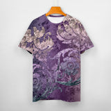 Embossed Flower Pattern Cotton T-Shirt 4