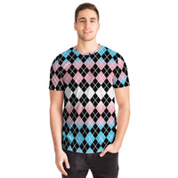 Transgender Flag Color Argyle T-shirt