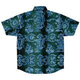 Embossed Blue Velvet Button Down Shirt 8