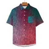 Gradient Texture Pattern Faux Linen Button Down Shirt with chest pocket 14