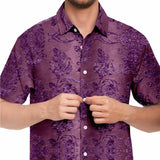 Embossed Purple Velvet Button Down Shirt 5