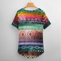 Iridescent Tribal Low Cut V-Neck T-Shirt