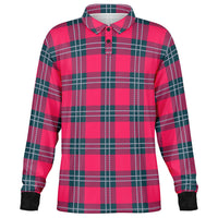 Crimson Plaid Long Sleeve Polo