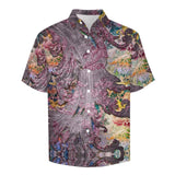 Embossed Rustic Design Faux Linen Button Down Shirt with Chest Pocket