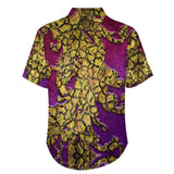 Embossed Rustic Rocks Faux Linen Button Down Shirt with Chest Pocket