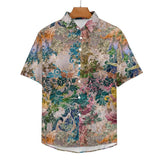 Embossed Rustic Design Faux Linen Button Down Shirt with Chest Pocket 9