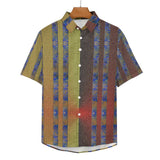 Two Tone Linen Double Side Stripe Pattern Faux Linen Button Down Shirt with chest pocket 9