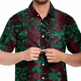 Embossed Teal Velvet Button Down Shirt 10