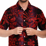 Embossed Claret Velvet Button Down Shirt 9
