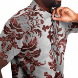 Embossed Russet Velvet Button Down Shirt 2