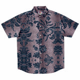 Embossed Blue Velvet Button Down Shirt 4