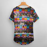 Tribal Pattern Low Cut V-Neck T-Shirt