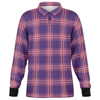 Jeweled Plaid Long Sleeve Polo