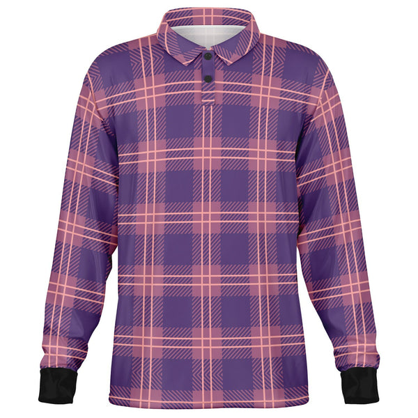 Jeweled Plaid Long Sleeve Polo