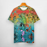 Embossed Tropical Foliage Cotton T-Shirt