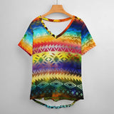 Rainbow Tribal Low Cut V-Neck T-Shirt