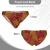 Men's Bikini Underwear Embossed Velvet Gold and Red