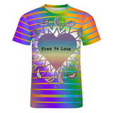 Rainbow Heart Pride "Free to Love" Cotton T-Shirt