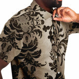 Embossed Black Velvet Button Down Shirt