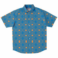 Blue Orange Wave Circle Button Down