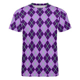 Purple Argyle Pattern Cotton T-Shirt