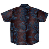 Embossed Blue Velvet Button Down Shirt 10