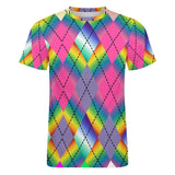 Rainbow Argyle Hot Pink Cotton T-Shirt