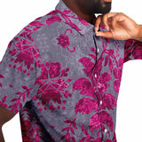 Embossed Lavender Velvet Button Down Shirt 4