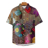 Wood and Rose Texture Pattern Faux Linen Button Down Shirt with chest pocket