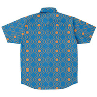 Blue Orange Wave Circle Button Down