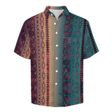 Tribal Pattern Faux Linen Shirt with pocket 2
