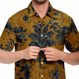 Embossed Gold Velvet Button Down Shirt 11