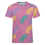 Unisex Half Rainbow Pattern Big Print Cotton T-Shirt