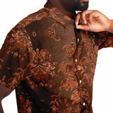 Embossed Russet Velvet Button Down Shirt 7
