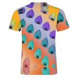 Gradient Leaves Pattern Cotton T-Shirt 4