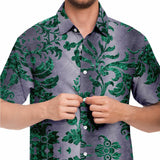 Embossed Teal Velvet Button Down Shirt