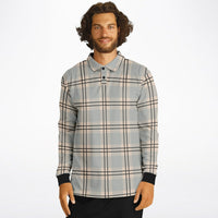 Bow Tie Plaid Long Sleeve Polo