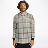 Bow Tie Plaid Long Sleeve Polo