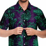 Embossed Teal Velvet Button Down Shirt 5