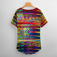 Rainbow Tribal Low Cut V-Neck T-Shirt