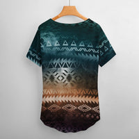 Tribal Pattern Low Cut V-Neck T-Shirt